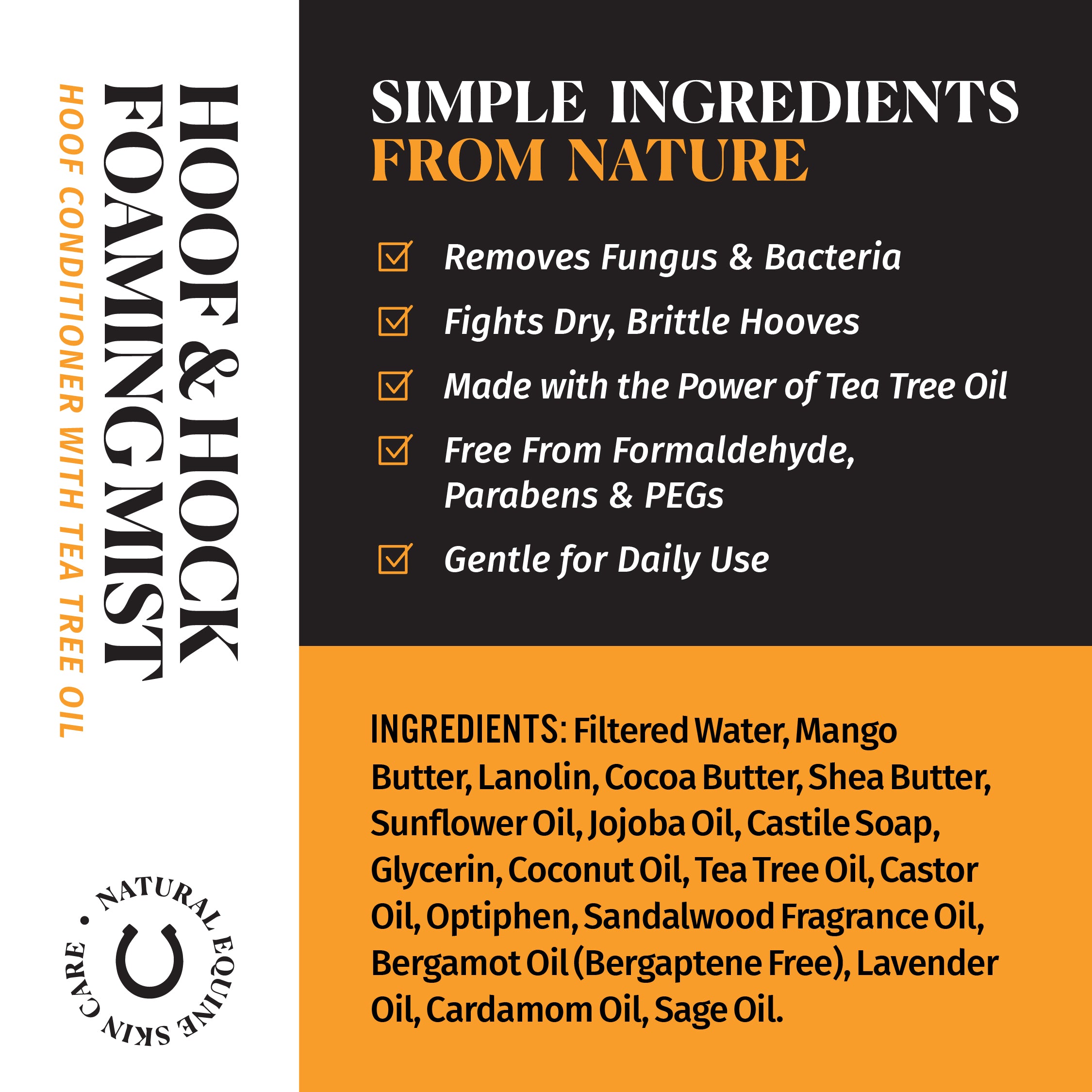 Hoof & Hock Foaming Mist spray bottle label